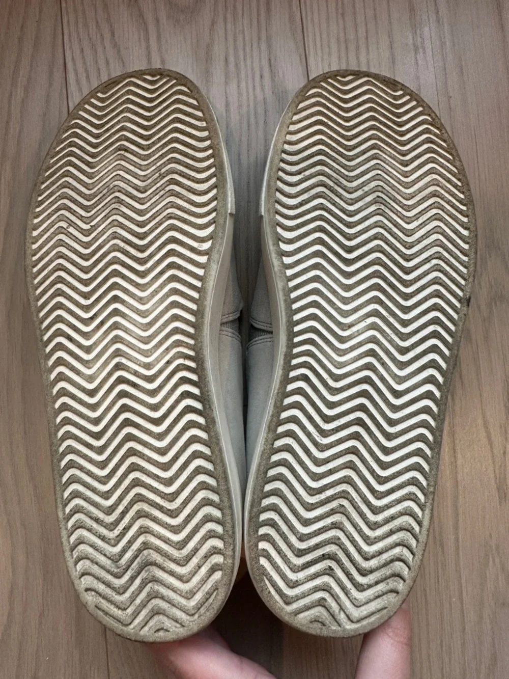 Vince Camuto Suede Leather Beige Slip-On Platform Sneakers